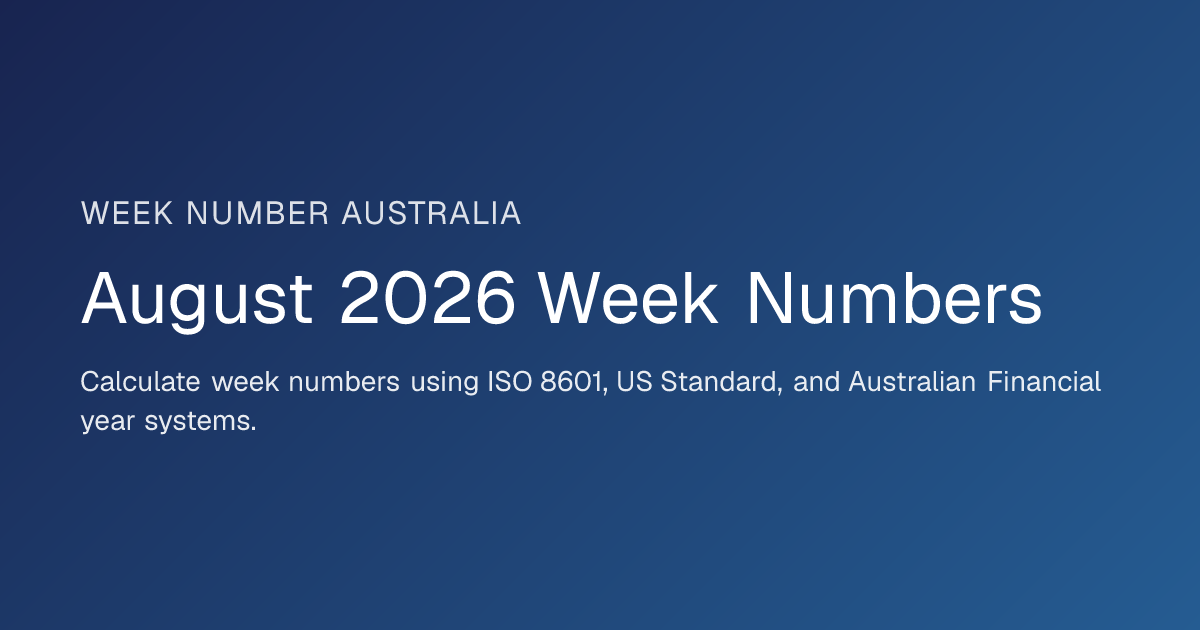August 2026 Week Numbers