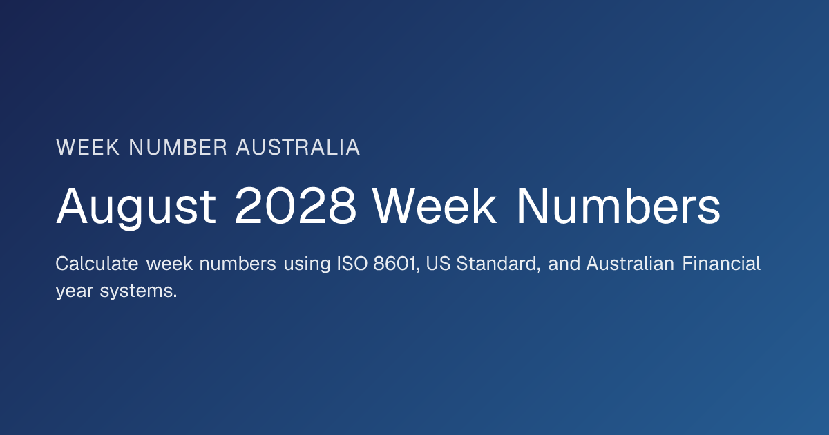 August 2028 Week Numbers