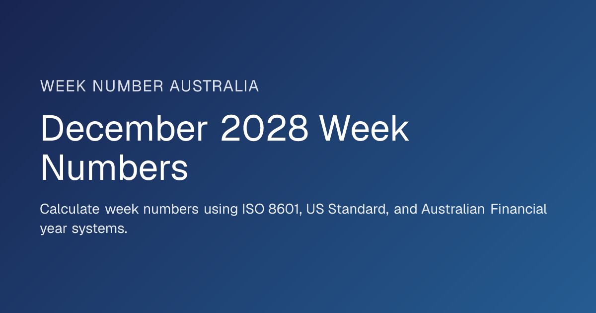 December 2028 Week Numbers