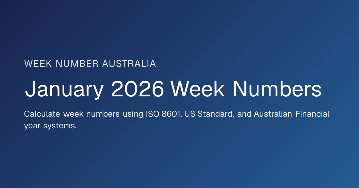 January 2026 Week Numbers