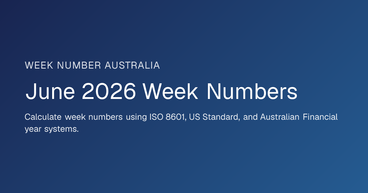 June 2026 Week Numbers