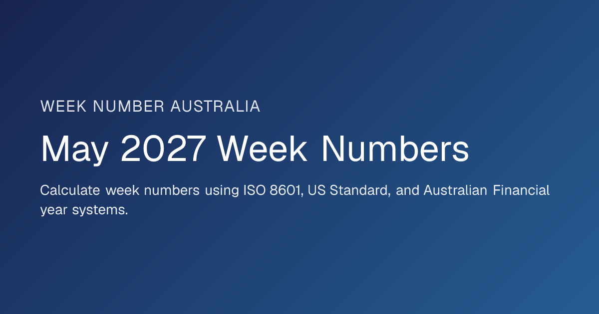 May 2027 Week Numbers
