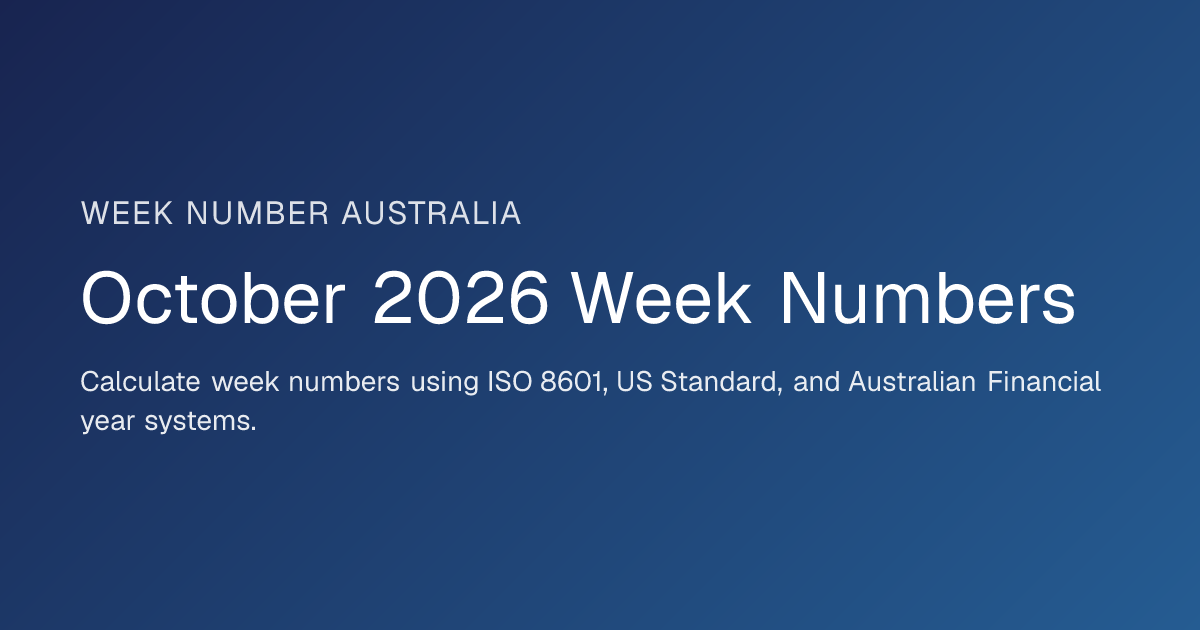 October 2026 Week Numbers
