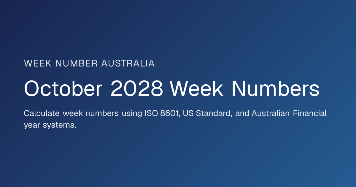 October 2028 Week Numbers